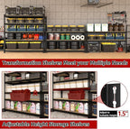 2 Packs 48" W x 24" D x 72" H Adjustable Garage Storage Shelves - 5-Shelf Heavy Duty Shelving Unit, Metal Utility Storage Organizer Racks for Warehouse Pantry Closet Kitchen, Black