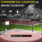 Gefolly SL-9800W Solar Street Lights Outdoor, 650000LM Commercial Parking Lot Light Dusk to Dawn IP67 Waterproof 6500K Security Flood Lights Lamp for Yard, Road, Basketball Courts
