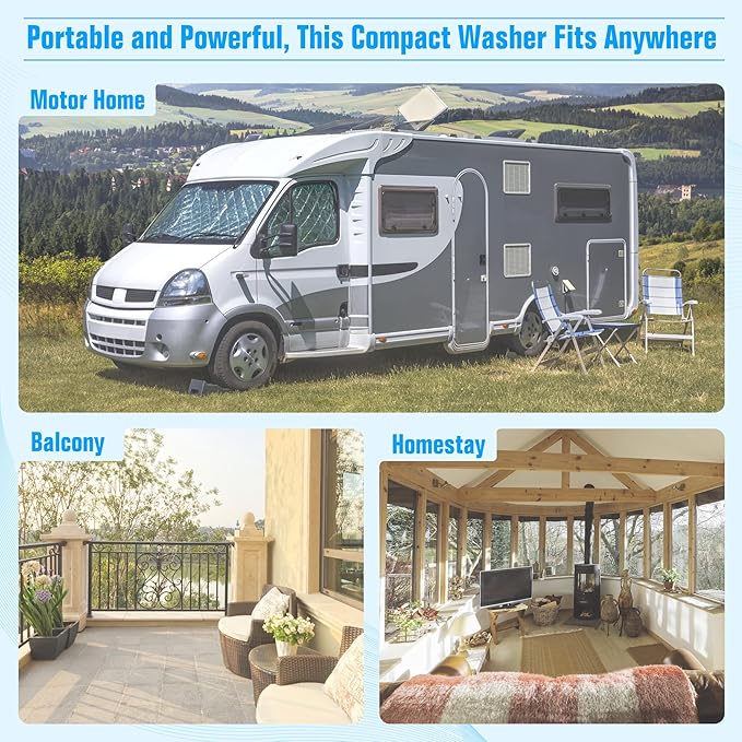 Superday Portable Washing Machine, 17.6lbs Mini Compact Twin Tub Washing Machine Laundry Compact Washer spinner Combo, Portable Washer Dryer Combo for Home/Apartment/Dorms/RV(Blue)