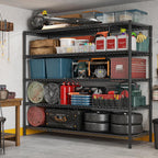 REIBII 85.7"H Storage Shelves 2998LBS Metal Shelving Units with Wheels&Feet, 5 Tier Garage Shelving Heavy Duty Adjustable Wire Shelf for Pantry Garage Commercial Industrials, 85.7"H X 55.5"W X 24.2"D