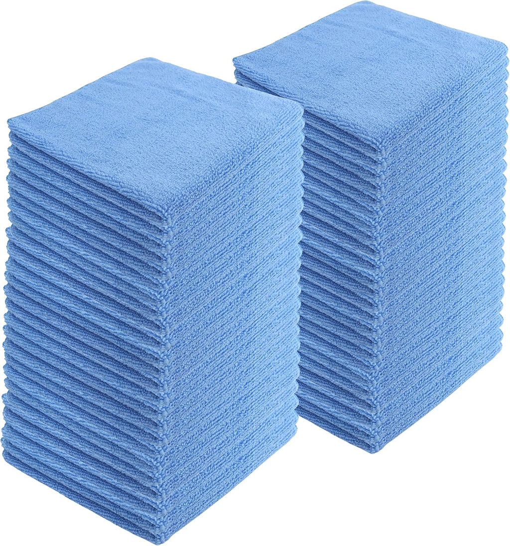 Microfiber Cleaning Cloths, 240 Pack, 16"x16", All-Purpose, Softer, Highly Absorbent, Lint-Free, Reusable, Washable Pro Towels, Blue, for House, Kitchen, Bathroom, Car, Office