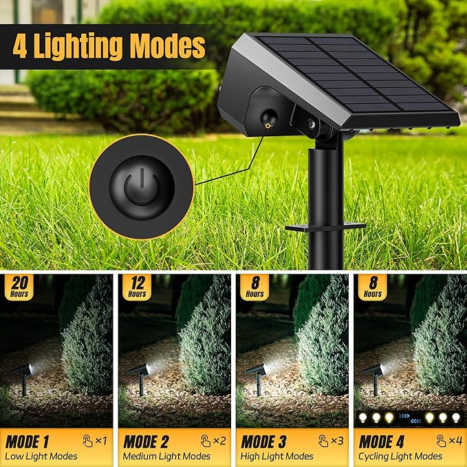 Solar Spot Lights Outdoor, [6 pack/118 LED] 4 Modes Auto On/Off Solar Landscape Spotlights, Ip67 Waterproof Solor Powered Pathway Lights for Outside Yard Garden Walkway Tree Patio (Cool White)