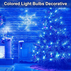 4 Pack 3.2 Inch T10 Blue Light Bulb, E26 Base Edison Bulbs Dimmable, AC 120V 60 Watt Equivalent Clear Glass Filament Bulb, Halloween Christmas Party Bar Colored Light Bulbs, UL Listed