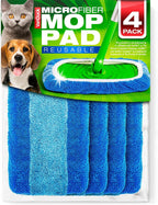 VanDuck Reusable Pet Heavy Duty Mop Pads Compatible with Swiffer Sweeper (4-Pack) - Washable Microfiber Mop Pads for Wet & Dry Use - All Purpose Floor Mopping and Cleaning Product