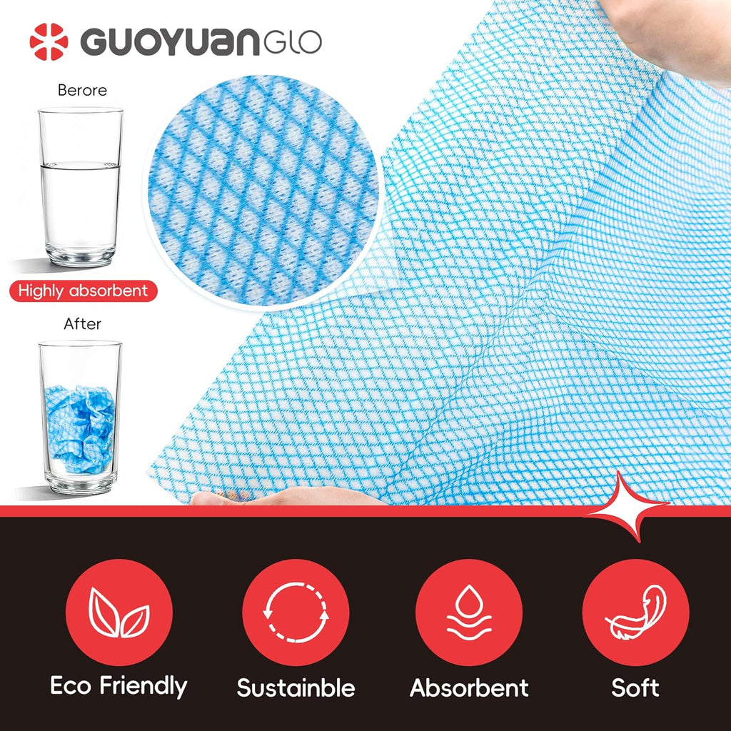 GUYUANGLO Disposable Dish Cloths Heavy Duty Disposable Cleaning Towels and Dish Cloths Dish Rags for Kitchen,13.78 x 15.75 inches- 50 Counts/Pack,Blue