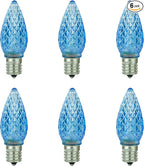 Sunlite 80705 LED C9, Holiday Decorative Light Bulb, 0.4 Watts, E17 Intermediate Base, Faceted Christmas-Lights; Nightlight, Blue