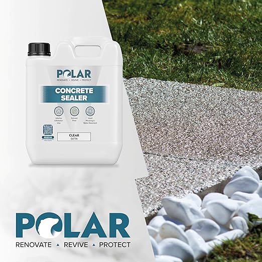 Polar Dust Proof Concrete Sealer Clear - 1.32 Gallon - Satin Finish - Concrete Sealer Outdoor & Indoor - Ideal Waterproofing for Stone & Concrete Garages, Kitchens, Factory & Warehouse Floors & Walls