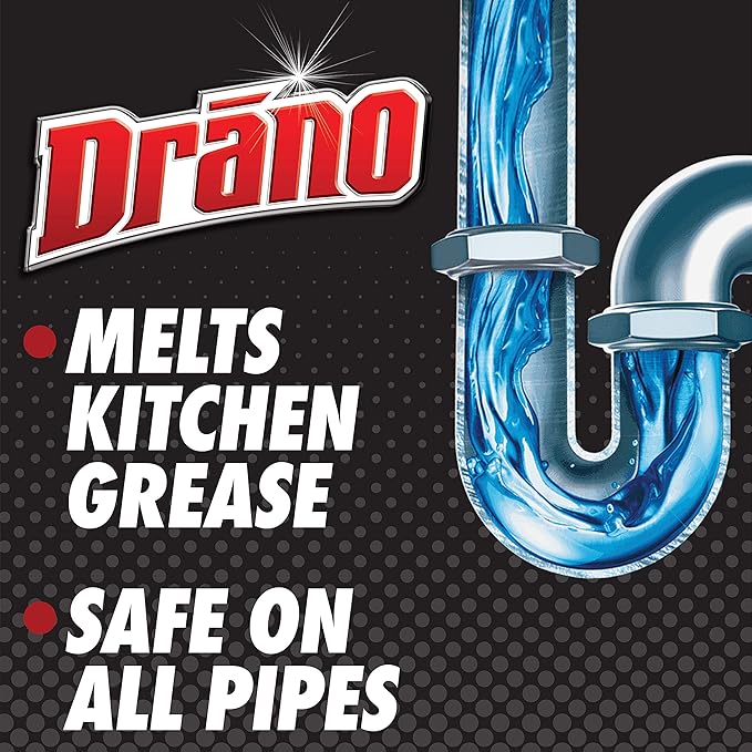 Drano Kitchen Granules Drain Clog Remover and Cleaner, 17.6 Ounce
