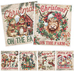 Christmas Swedish Dishcloths for Kitchen, 6 Pack Vintage Farm Animals Reusable Paper Towels Housewarming Gifts for Women, Xmas Absorbent Dish Rags for Home Cleaning