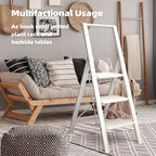 HillhutApex 3 Step Foldable Aluminum Step Ladder with Handgrip, Anti-Slip Pedal, 330 lbs Capacity, Lightweight & Portable for Home, Kitchen, Office, Garage (White)