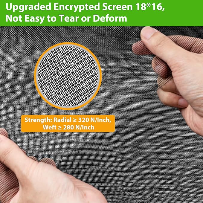 Ouskr Replacement Window Screens Kit, 48X118 Inch Durable Window Screen Mesh for Patio Porch Door Windows, DIY Adjustable Fiberglass Screen Repair Kit with Rolling Tool Hook Ruler Cutter Spline