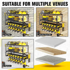 Power Tool Organizer Wall Mount - 300Lbs Load 3 Layers Storage Rack with 7 Drill Holders for Drills Cordless Tools. Heavy Duty Iron Garage Tool Organizer Storage for Workshop Shed Pegboard Basement