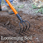 VNIMTI Cultivator for Gardening, 4 Tines Garden Cultivator with Fiberglass Handle, 58 Inches