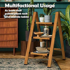 Taranta 3 Step Ladder,Aluminum Lightweight Folding 3 Step Stool with Anti-Slip Wide Pedal, 330lbs Capacity Step Ladder for Household,Kitchen,Office - Woodgrain