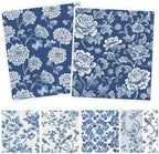 Blue Floral Swedish Dishcloths for Kitchen, 6 Pack Reusable Dish Paper Hand Towels Housewarming Gifts, Absorbent Dish Rags for Home Cooking Cleaning