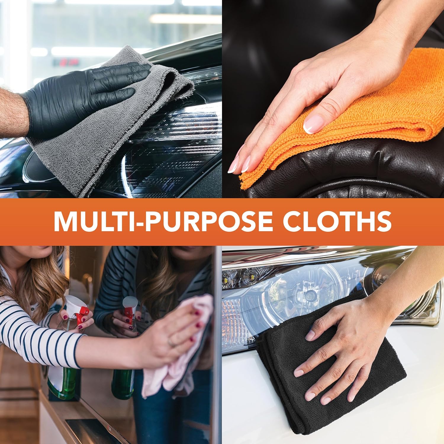 Arkwright Microfiber Cleaning Cloths - (Pack of 12) Lint & Streak-Free Drying Wash Towels, 320 GSM Super Absorbent & Quick Dry, Perfect Cleaner for Car, Glass, and Window, 12 x 12 in, Blue