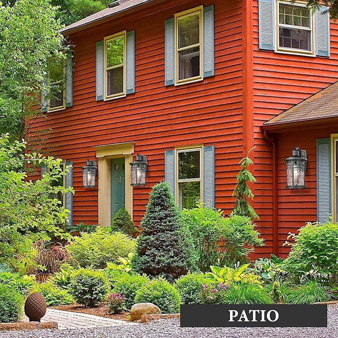 Darkaway Outdoor Porch Lights Wall Mount, Outside Light Fixtures Sconces Wall Lighting with Water Ripple Glass Waterproof Exterior Lights for Patio Yard House Hallway Doorway Garage