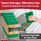 Green Sustainable 20 Pack Cleaning Scour Pads by Avant Grub. Powerful Stain Remover for Cookware. Easily Remove Grease and Residues. Eco-Friendly Solution for Kitchen Cleaning.