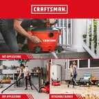 CRAFTSMAN CMXEVBE17606 12 Gallon 6.0 Peak HP Wet/Dry Shop Vac with Detachable Leaf Blower, Portable Shop Vacuum Wet and Dry with Filter, Dust Bag, Hose and Attachments for Garage, Outdoor Cleaning