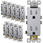 ENERLITES Elite Series Decorator Receptacle Outlet Child Safe Tamper-Resistant, Gloss Finish, Self-Grounding, 2-Pole, Residential Grade, 15A 125V, UL Listed, 61501-TR-SV-10PCS, Silver (10 Pack)