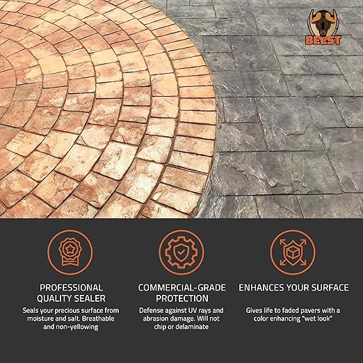 Paver Sealer - 8700 Wet Look (Satin Finish) - 1 Gallon Covers up to 175-250 sq ft (2 Coats)| Concrete Sealer Outdoor - Color Enhancing Acrylic Sealant for Stones, Patios, Pavers, Bricks & Driveways