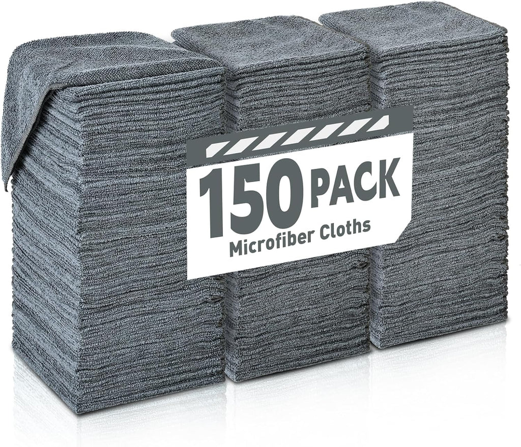 Microfiber Cleaning Cloths Bulk Pack-150 Pack, Microfiber Towels Bulk, Towels for Cars, Cleaning Rags Gray (12x12 inches)