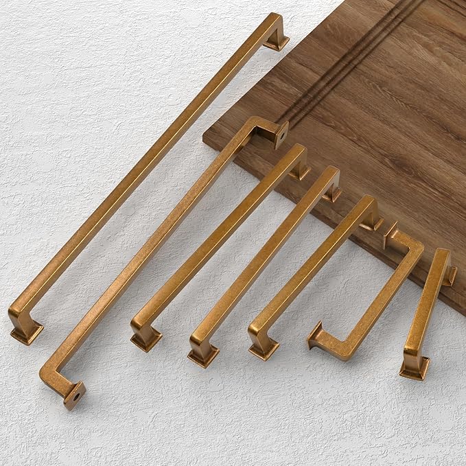 FILTA Cabinet Handles 3 Inch 10 Pack Antique Brass Cabinet Pulls for Kitchen Metal Drawer Pulls Modern Cabient Hardware Cupboard Handles