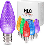 HLO Lighting C9 LED Christmas Lights, Faceted C9 Christmas Light Bulbs for Indoor & Outdoor Décor 25, Multi (R, G, B, Y, P)