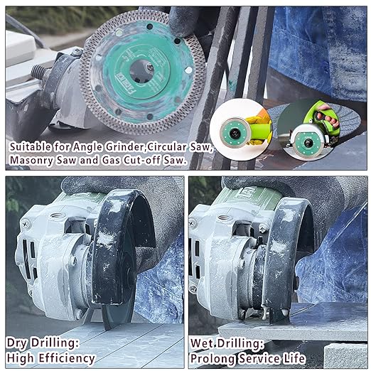 Diamond Porcelain Saw Blade,2pcs 14"/350MM Super Thin Dry Wet Cutting Disc with X Teeth Turbo Mesh Rim,for Ceramic Tile Porcelain Granite Marbles