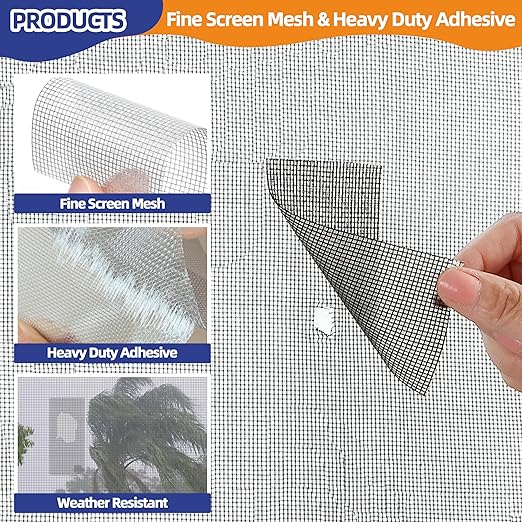 KING MOUNTAIN Grey Window Screen Repair Tape,3inX15FT Heavy Duty Screen Repair Kit for Window Screen and Screen Door Tears Holes,Strong Adhesive & Waterproof Window Screen Patch, Weather Resistant