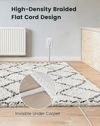 SURAIELEC 6FT Flat Extension Cord with 360° Rotating Plug, Braided Flat Plug with 3 Outlets, 16 AWG Thin White Extension Cord for Indoor Use, Home, Office, Compact Spaces, ETL Listed