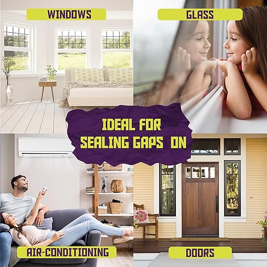 ATack Transparent Window Weather Sealing Tape, 2-Inch x 30 Yards, Clear Window Draft Isolation Sealing Film Tape- No Residue, Surface-Safe, Wood-Safe, Removes Cleanly