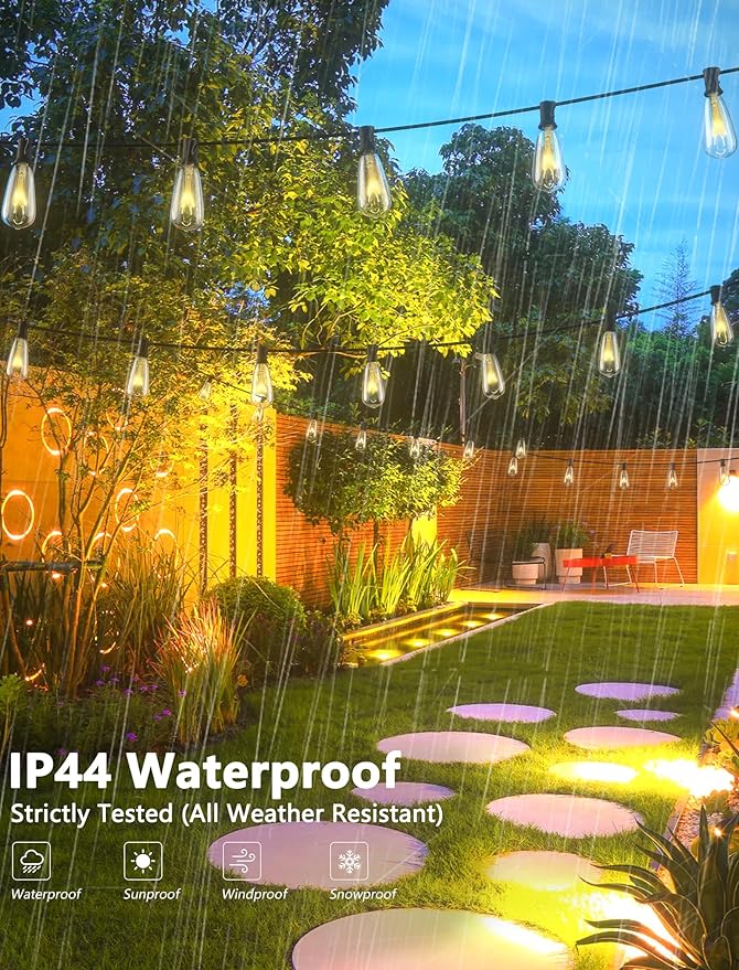 10-Pack Edison Replacement Bulbs ST40 Light Bulbs, 7W 120V E17 Screw Base, Edison Replacement Bulbs for Outdoor String Lights, Bulb for Patio Garden Backyard Decor, Warm White