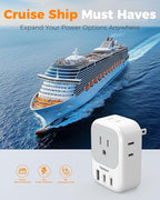TESSAN US to Japan Plug Adapter 2 Prong to 3 Prong Outlet Adapter with 4 Outlets 3 USB (2 USB-C), Outlet Converter US to Japan China Mexico Philippines Canada Peru Thailand Vietnam