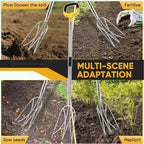 Pitchfork for Gardening, 48.5" Extendable Stainless Steel Garden Pitchfork with Handle, Suitable for Digging, Fertilizing, Transplanting, Multifunctional Garden Fork - 3 Tines