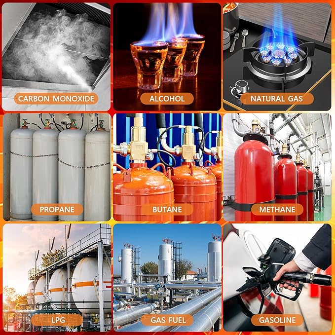 Carbon Monoxide Detectors, 2Pack 4-in-1 Natural Gas Leak Detector & Temperature/Humidity Monitor