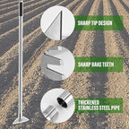 4-in-1 Garden Hoe Tool and Weeder, 56 Inch Ergonomic Long Handle Cultivator with Sharp Stainless Steel Blade, Heavy Duty Garden Hand Tiller for Weeding, Digging, Loosening Soil,Removing Moss