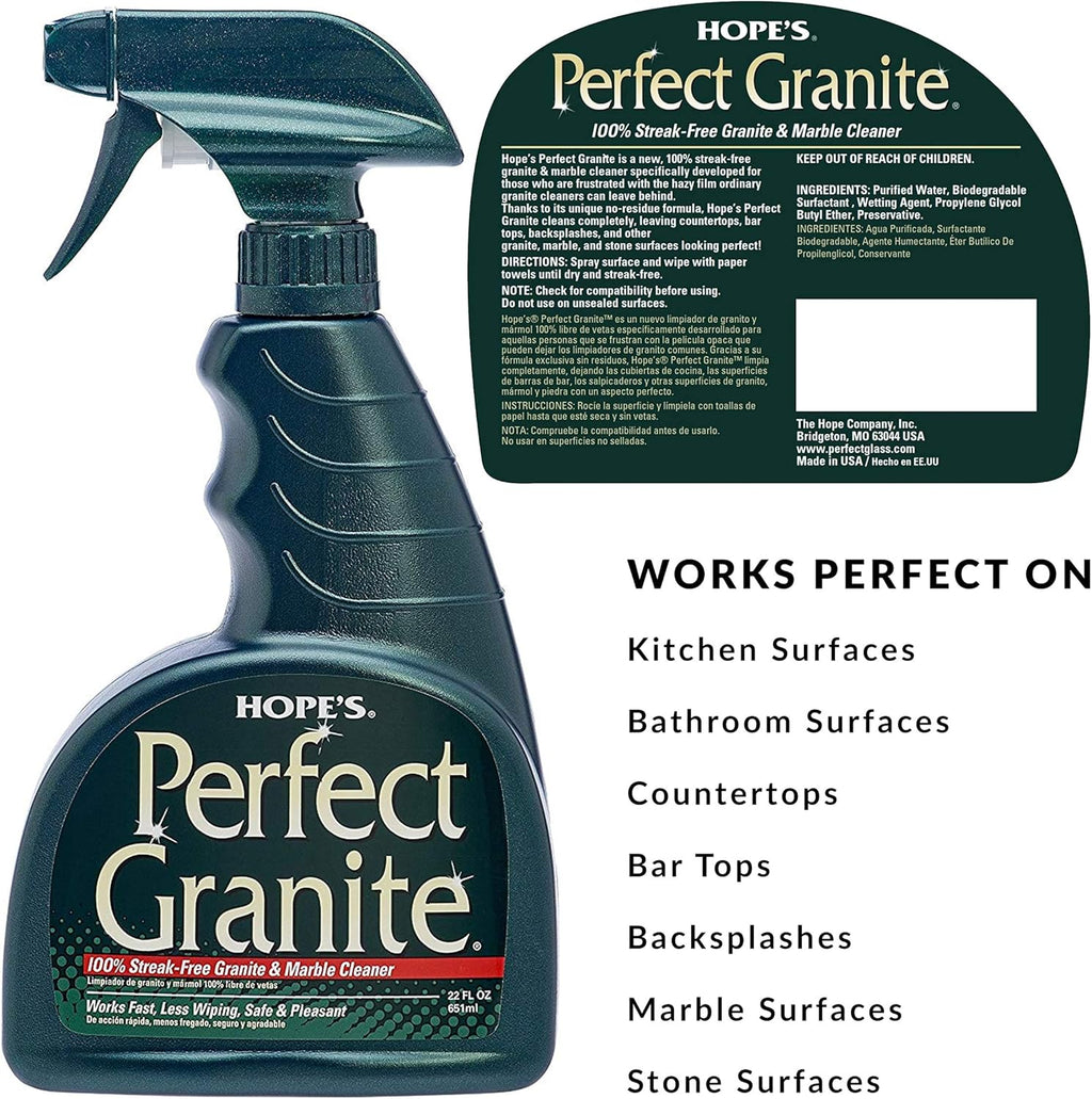 HOPE'S Perfect Stainless, Perfect Granite, and Perfect Sink Cleaner Bundle, Streak Free Polishing Kitchen Cleaners Removes Stains, Restores, and Repels Water, 3 Pack