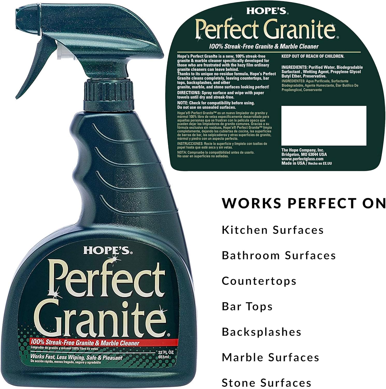 HOPE'S Perfect Stainless, Perfect Granite, and Perfect Sink Cleaner Bundle, Streak Free Polishing Kitchen Cleaners Removes Stains, Restores, and Repels Water, 3 Pack