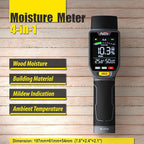 NDI 4 in 1 Pin-Type Moisture Meter Wood Moisture/Building Material/Mildew Indication/Ambient Temperature