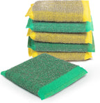 Simplified 6-Pack Steel Scouring Sponges with Rust Resistant Stainless Steel Threading for Home and Kitchen Cleaning Supplies, Heavy Duty Cleaning Sponge for Kitchen & Bathroom, Navy/Yellow