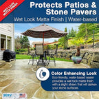 Natural Stone Sealer (Wet Look Matte Finish) Commercial Grade Outdoor Indoor Waterproof Grout Sealer Protects Pavers Pools Patios Decorative Landscape Stones (1 Gallon) H2800S