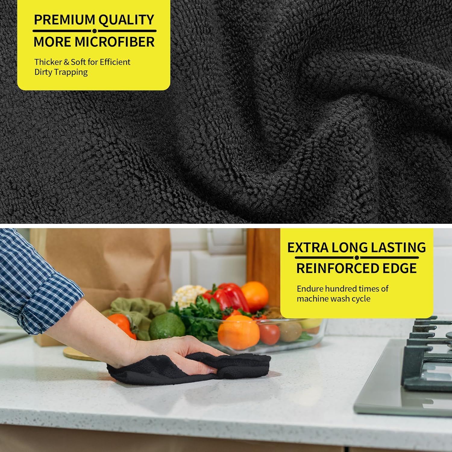 HOMERHYME Microfiber Cleaning Cloth, Premium 8 Pack Cleaning Towels, Lint-Free & Streak-Free Ultra Absorbent, 300GSM Reusable Microfiber Towel for Cars Shop Garage Home and Kitchen, 12.6" x 12.6"