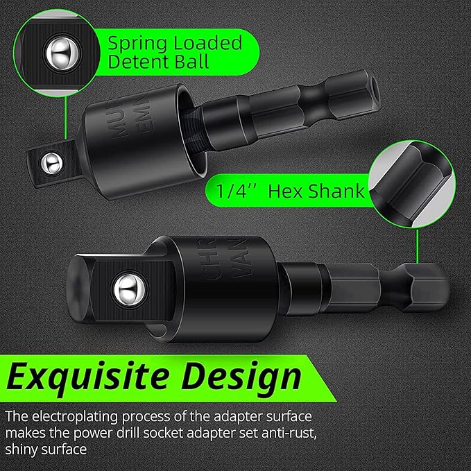 Flexible Drill Bit Extension Set with Right Angle Attachment, 360° Rotatable 1/4 3/8 1/2" Impact Grade Socket Adapter Sets for Cordless Drill & Screwdriver, Power Drill & Driver