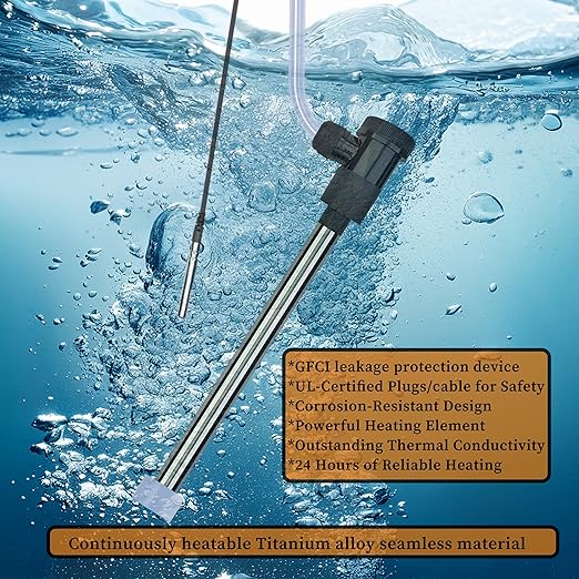 240V 3500W Titanium Fully Submersible, Electric Hot Tub & Pool Immersion Water Heater with Thermostat, GFCI for Bathtubs, Baptistry, spa tub, Above ground pool, baptismal & inflatable pool