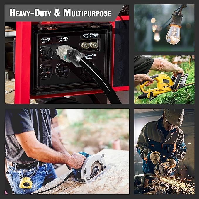 Outdoor Extension Cord Waterproof (2 ft) 12 Gauge Heavy Duty Extension Cord Splitter - Lighted Outdoor Extension Cords with Multiple Outlets - Watts Wire - 2' Grounded - extensiones electricas