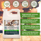 Restaurant Bio-Deodorizing Floor Cleaner Heavy Duty Commercial Concentrated Enzyme Degreaser and Odor Eliminator for Use in Mopping Bathroom, Kitchen, and Dining Room. Removes Grease and Urine Odors