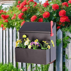 Wall Mount Mailbox with Flower Planter - Black Large Capacity Security Wall Mounted Mailbox - Waterproof Vertical Drop Mail Box Outdoor