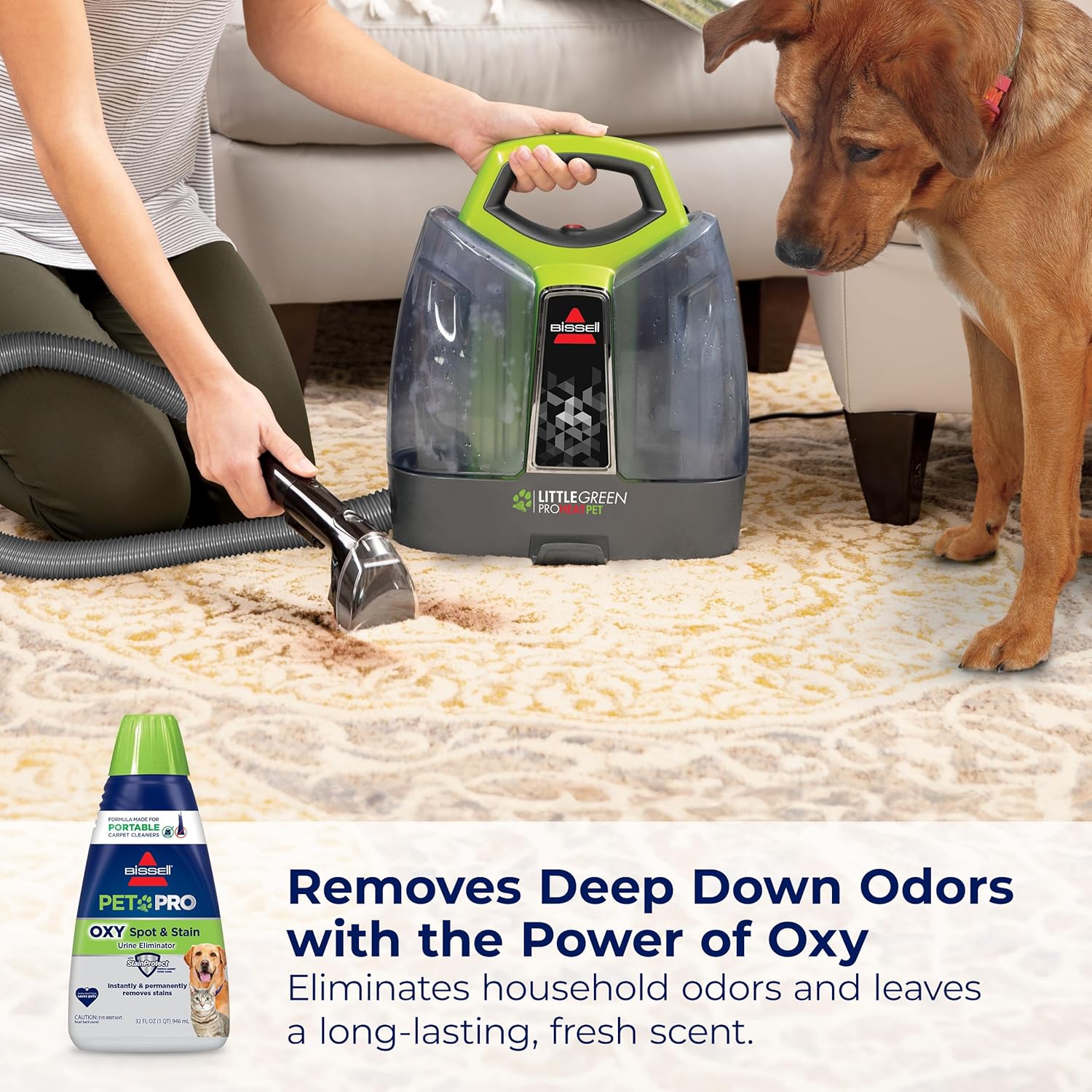 BISSELL PET PRO OXY Spot & Stain Formula for Portable Carpet Cleaners, 32 oz., 2034