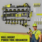 4 Layers Extra Tall Power Tool Organizer Wall Mount Loads 400lbs,Heavy Duty Metal Battery Tool Rack with 8 Cordless Drill Holders,Tool Storage Shelf For Workshop,Garage,Warehouse,Gifts for Men,Husband